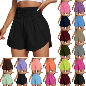 High Waisted Dolphin Athletic Running Shorts for Women Side Split Sporty Quick Dry Athletic Shorts with Pockets