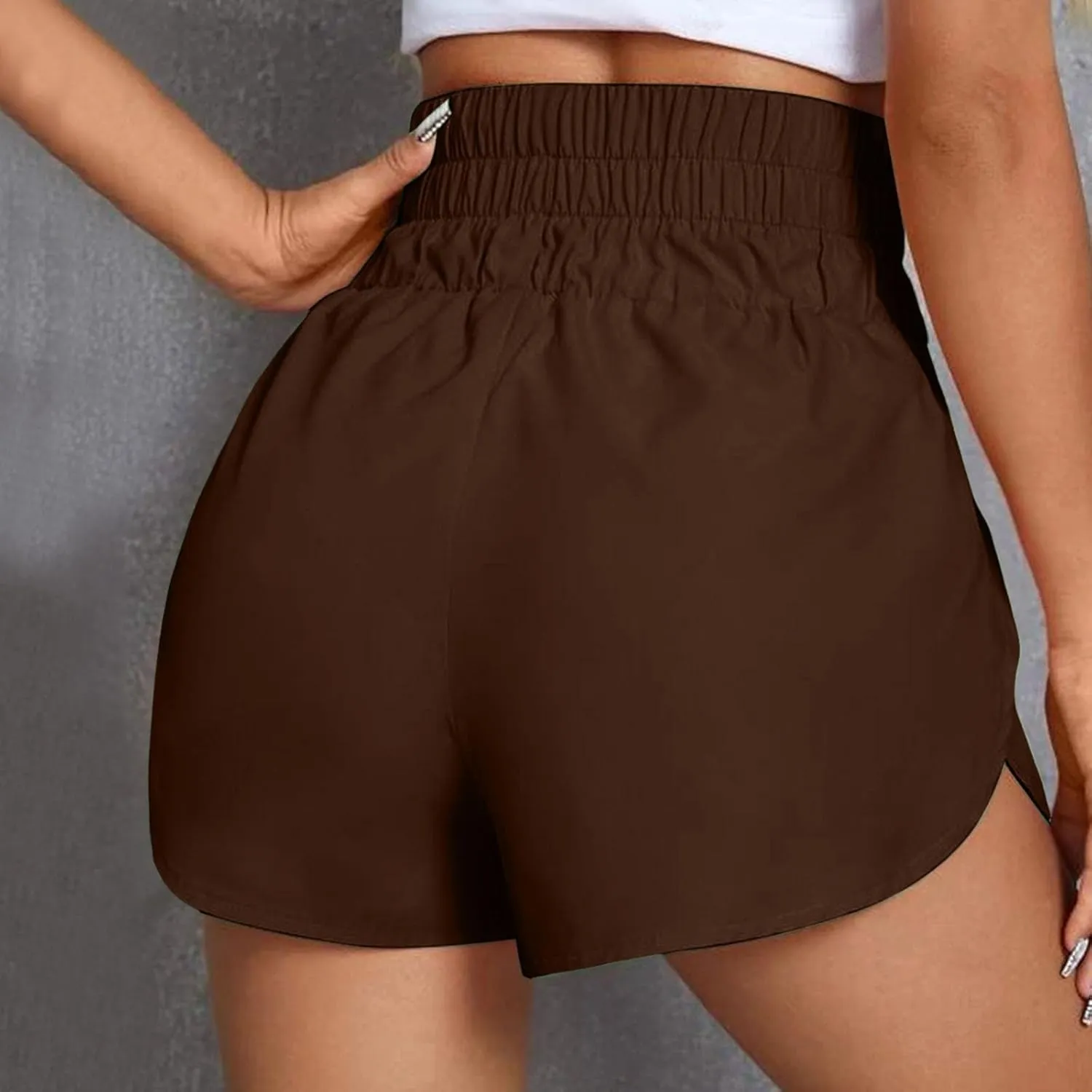 High Waisted Dolphin Athletic Running Shorts for Women Side Split Sporty Quick Dry Athletic Shorts with Pockets