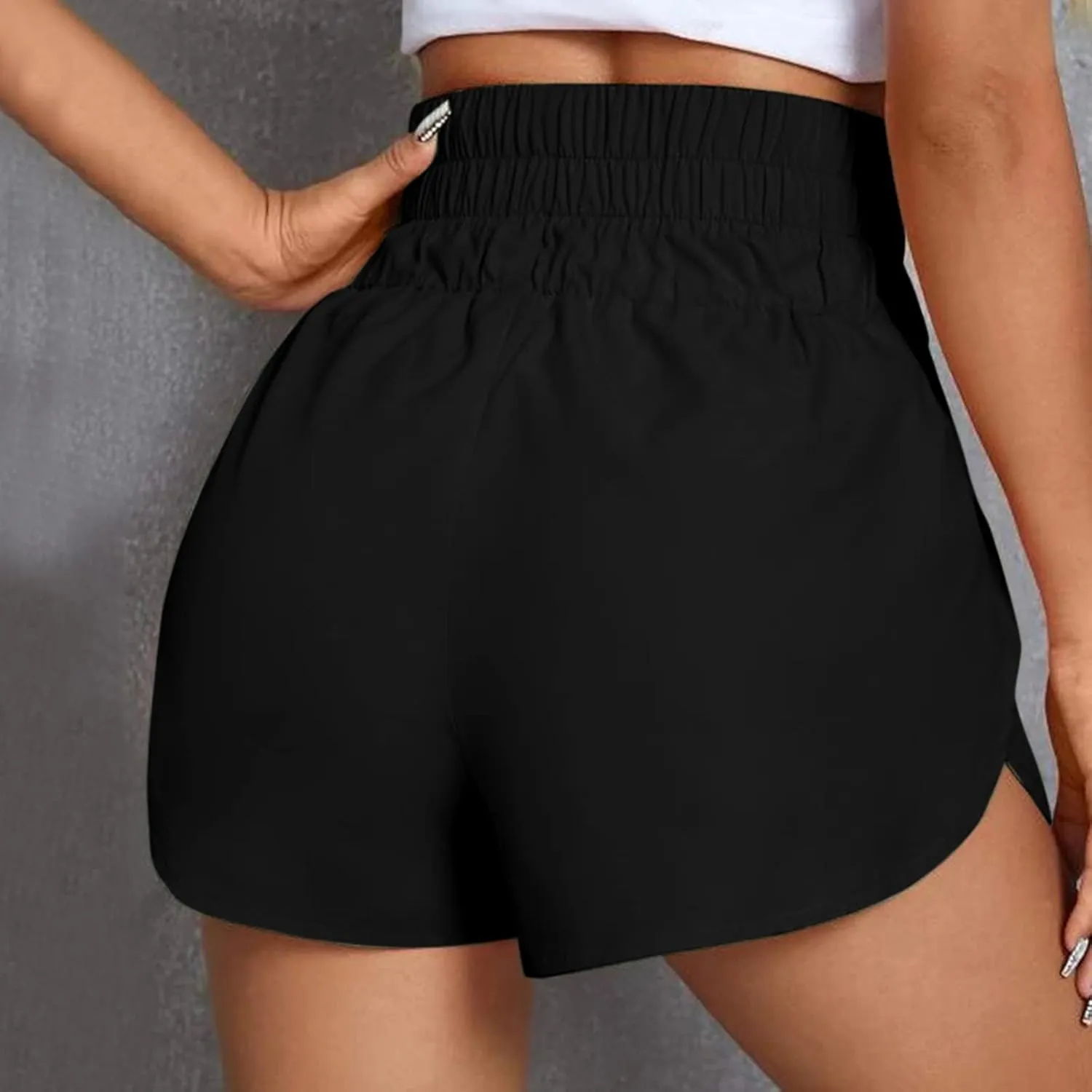 High Waisted Dolphin Athletic Running Shorts for Women Side Split Sporty Quick Dry Athletic Shorts with Pockets