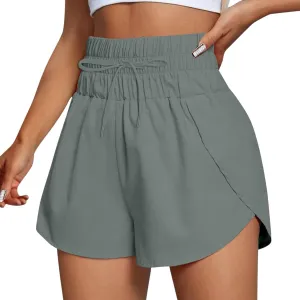 High Waisted Dolphin Athletic Running Shorts for Women Side Split Sporty Quick Dry Athletic Shorts with Pockets