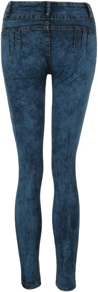 High Waisted-Rise Colored Stretch Skinny Destroyed Ripped Distressed Jeans for Women Skinny Legs Stretch Denim Pants