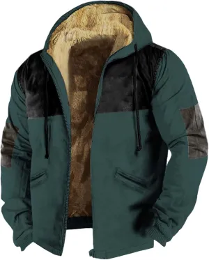 Hoodies for Men Heavyweight Fleece Sweatshirt Full Zip Up Thick Sherpa Lined Hooded Jacket Winter Warm Workout Coat