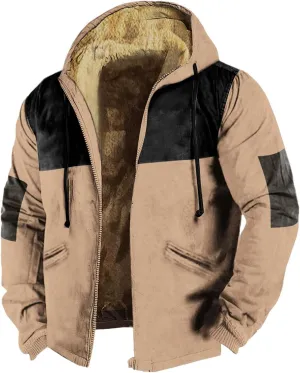 Hoodies for Men Heavyweight Fleece Sweatshirt Full Zip Up Thick Sherpa Lined Hooded Jacket Winter Warm Workout Coat