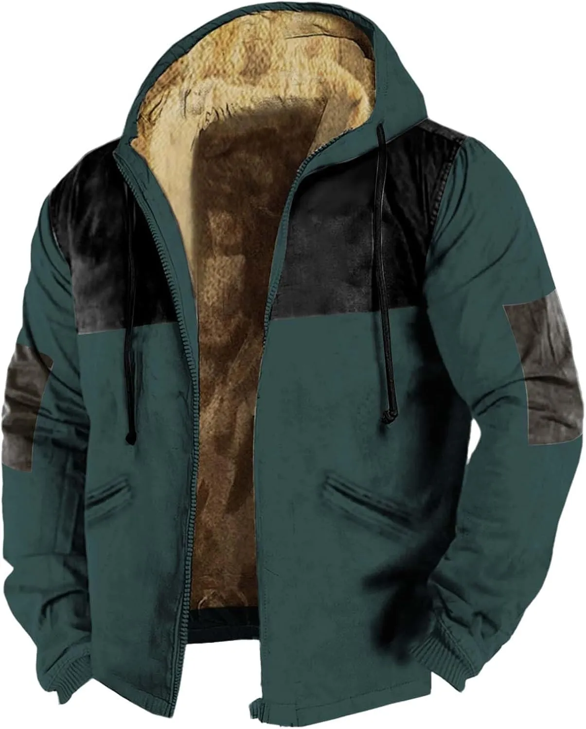 Hoodies for Men Heavyweight Fleece Sweatshirt Full Zip Up Thick Sherpa Lined Hooded Jacket Winter Warm Workout Coat