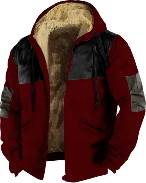 Hoodies for Men Heavyweight Fleece Sweatshirt Full Zip Up Thick Sherpa Lined Hooded Jacket Winter Warm Workout Coat