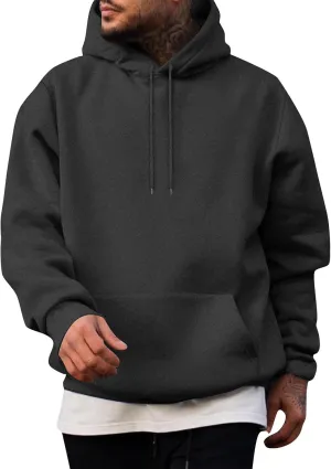 Hoodies for Men Long Sleeve Drawstring Pullover Hoodie Fleece Hooded Sweatshirts Casual Solid Color Pocket Hoody Tops