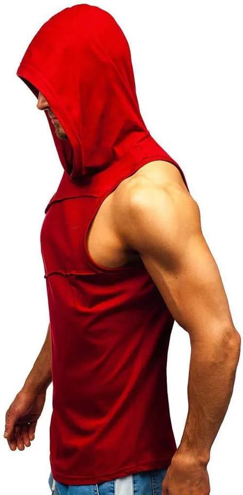 Hoodies for Men Men's Workout Hooded Tank Tops Bodybuilding Muscle Cut Off T Shirt Sleeveless Gym Hoodies T-Shirts Top