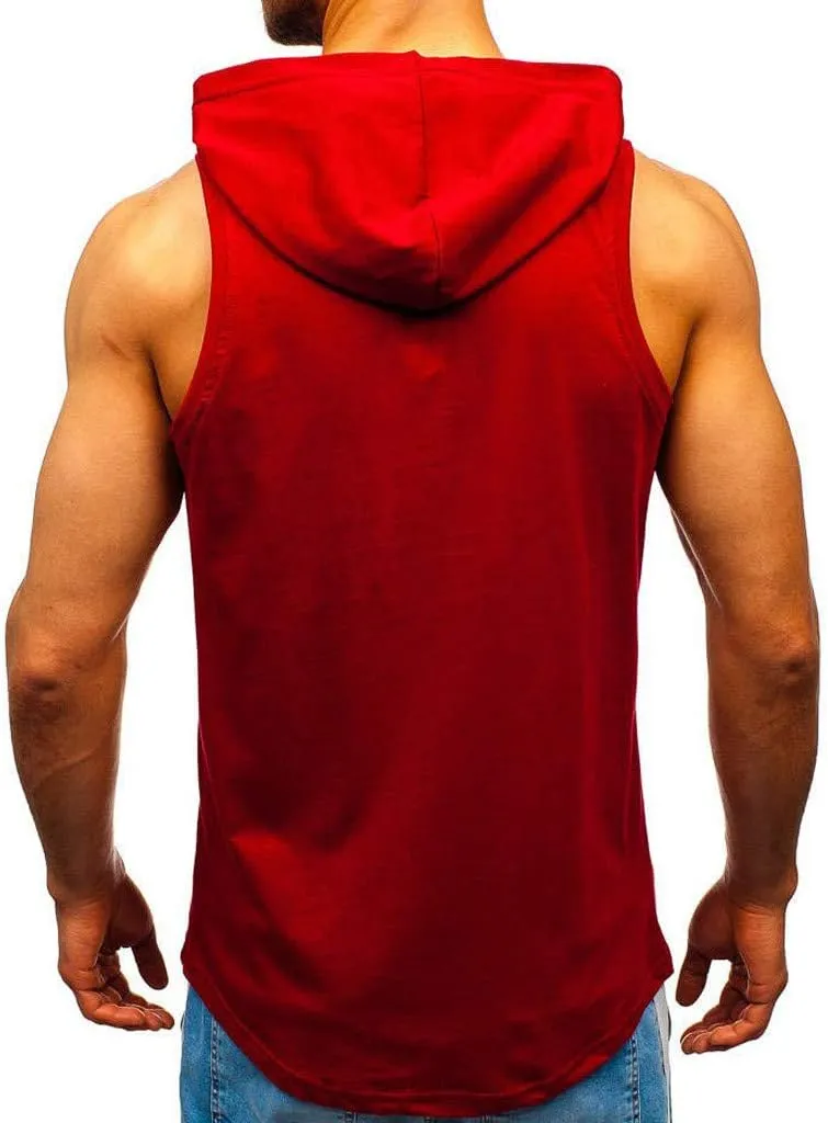 Hoodies for Men Men's Workout Hooded Tank Tops Bodybuilding Muscle Cut Off T Shirt Sleeveless Gym Hoodies T-Shirts Top