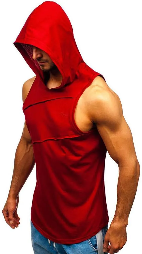 Hoodies for Men Men's Workout Hooded Tank Tops Bodybuilding Muscle Cut Off T Shirt Sleeveless Gym Hoodies T-Shirts Top
