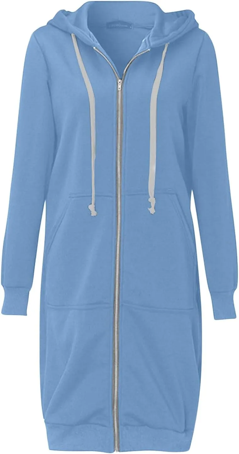 Hoodies for Women 2024 Casual Full Zip Up Hoodie Comfortable Womens Long Hoodies Fashion Sweatshirt with Pockets