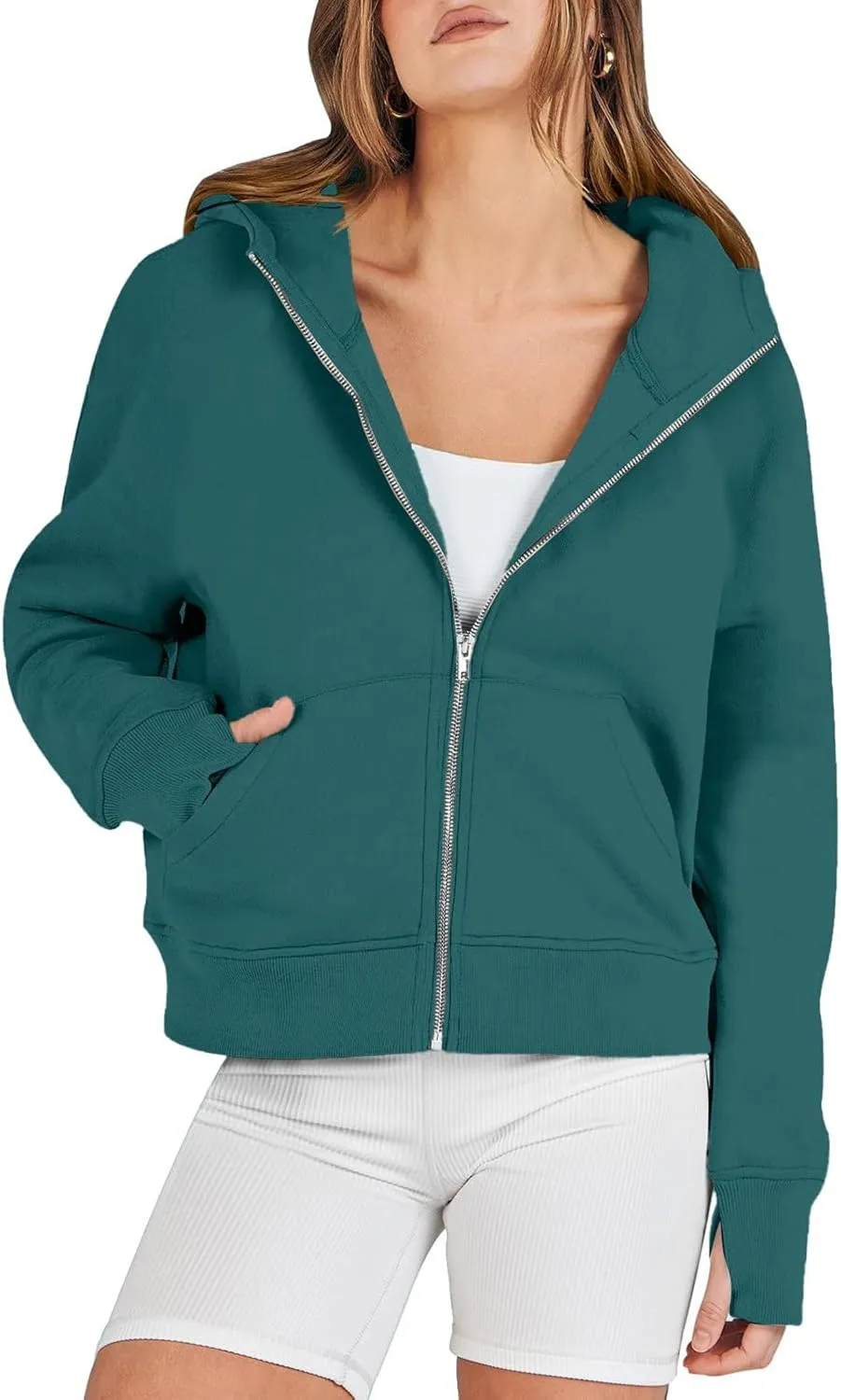 Hoodies Women Long Sleeve Zipper Hoodies Y2K Thumb Hole Tie Dye Fall Sweatshirts Jacket Tunic Pullover With Pocket