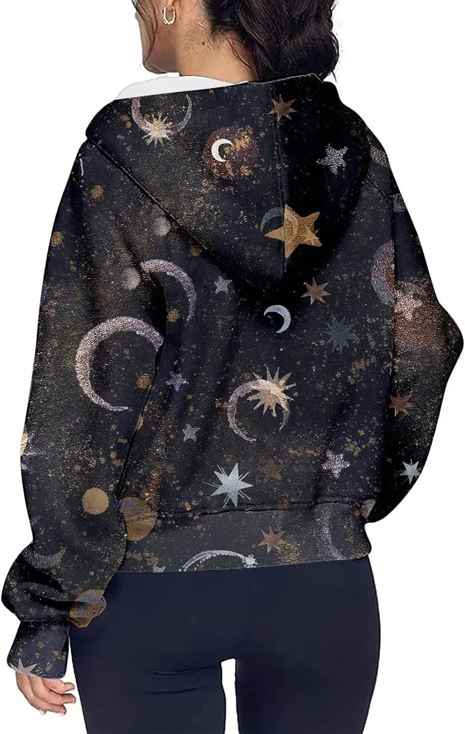 Hoodies Women Long Sleeve Zipper Hoodies Y2K Thumb Hole Tie Dye Fall Sweatshirts Jacket Tunic Pullover With Pocket