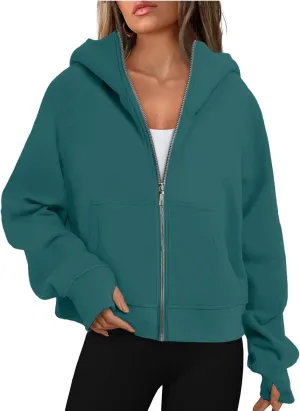Hoodies Women Long Sleeve Zipper Hoodies Y2K Thumb Hole Tie Dye Fall Sweatshirts Jacket Tunic Pullover With Pocket