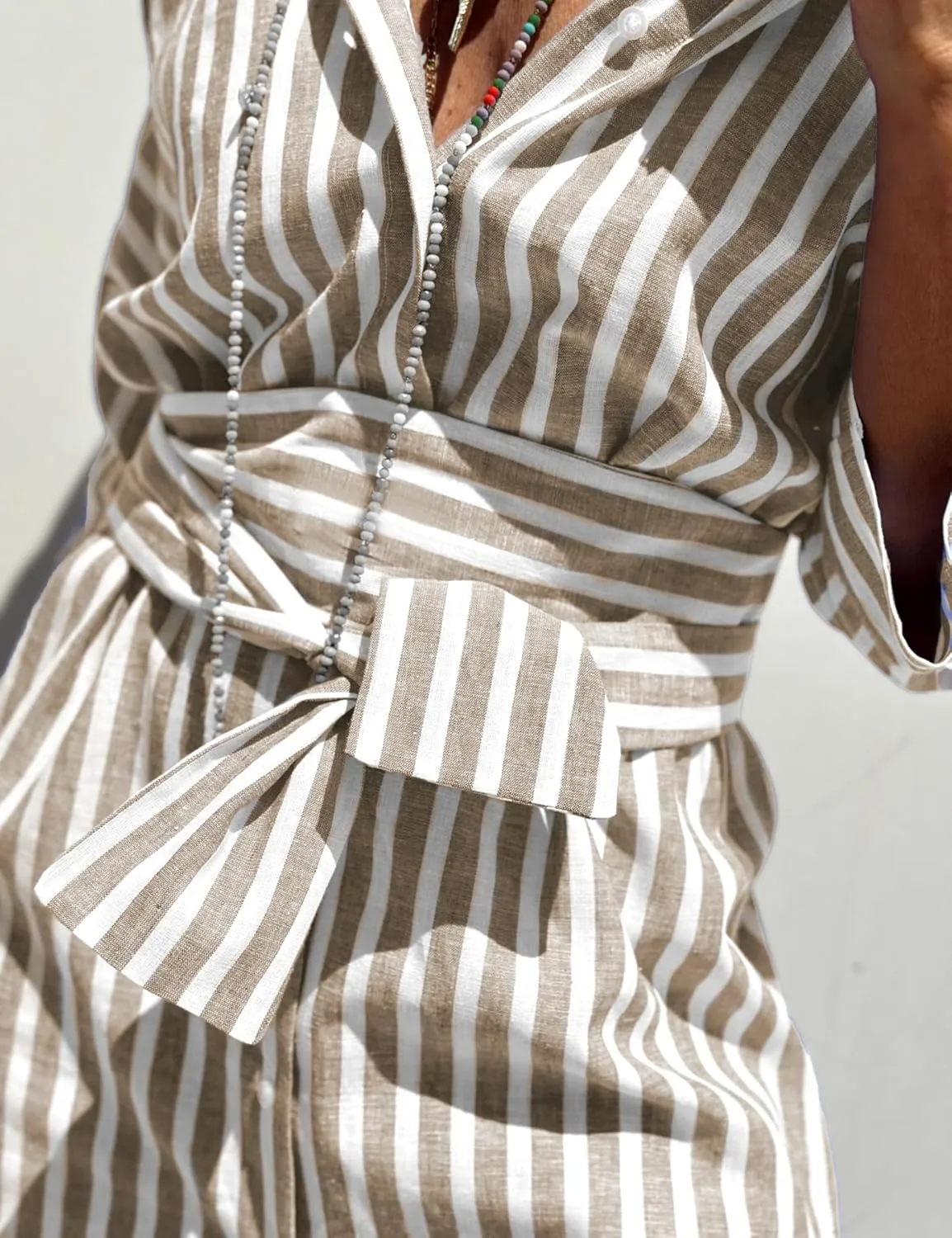 Hooever Shirt Dresses for Women Casual Long Sleeve Button Down Loose Striped Cotton Maxi Shirt Dress