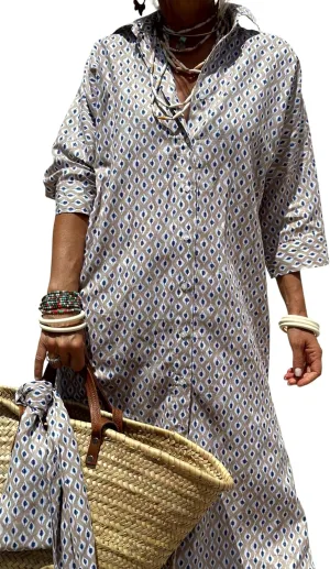 Hooever Shirt Dresses for Women Casual Long Sleeve Button Down Loose Striped Cotton Maxi Shirt Dress