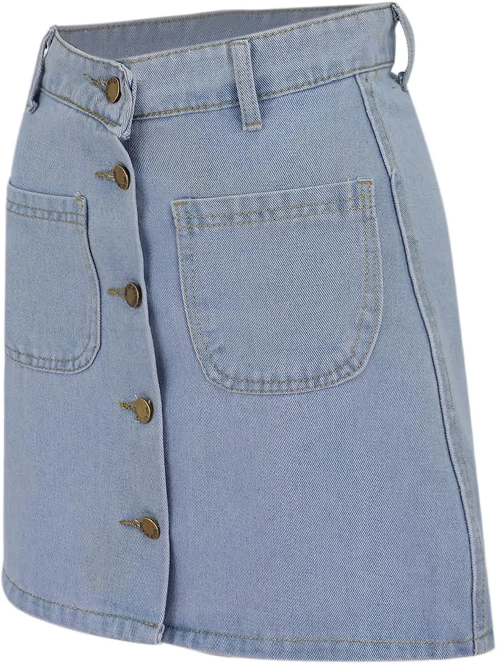 Jean Skirts for Women Denim High Waisted Trendy Stretchy Button Front Short Pencil Skirt with Patch Summer Fashion