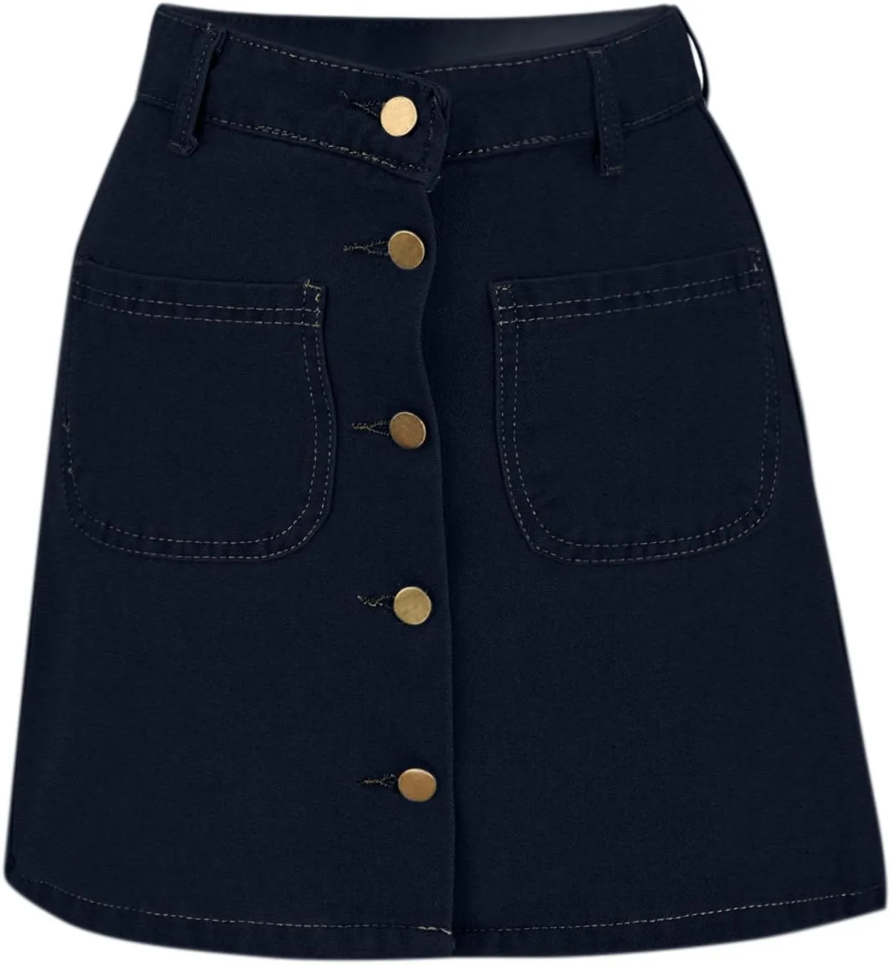 Jean Skirts for Women Denim High Waisted Trendy Stretchy Button Front Short Pencil Skirt with Patch Summer Fashion