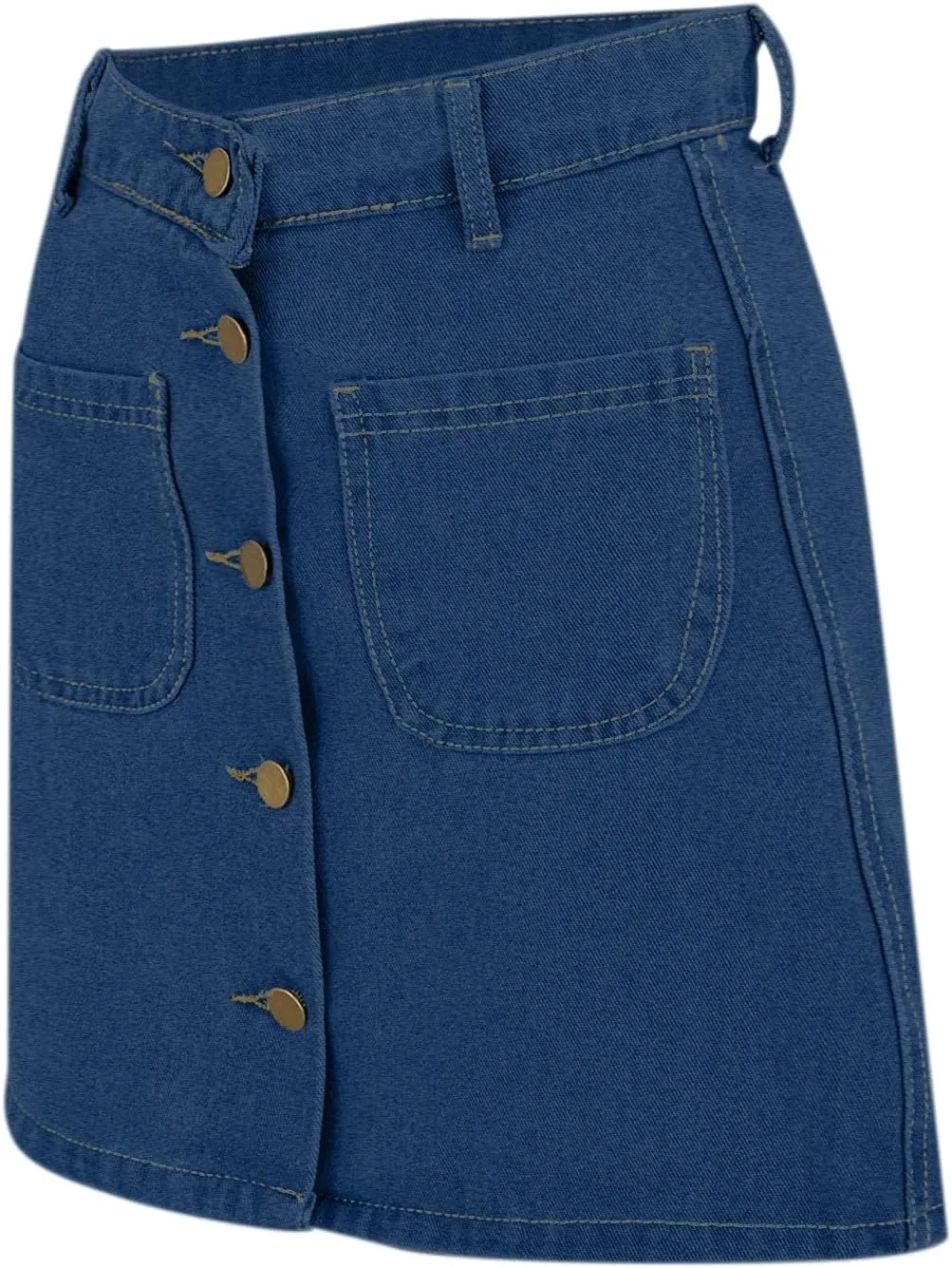 Jean Skirts for Women Denim High Waisted Trendy Stretchy Button Front Short Pencil Skirt with Patch Summer Fashion