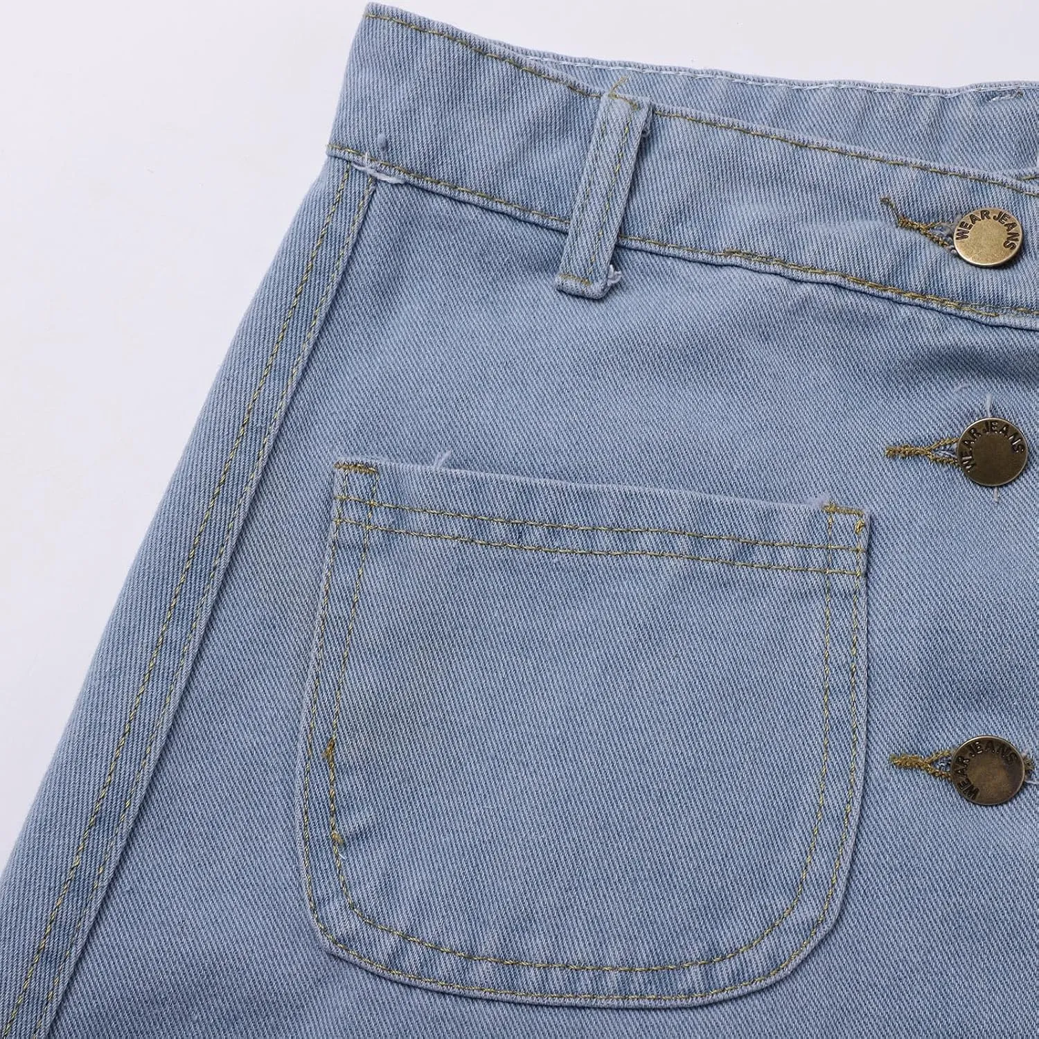 Jean Skirts for Women Denim High Waisted Trendy Stretchy Button Front Short Pencil Skirt with Patch Summer Fashion