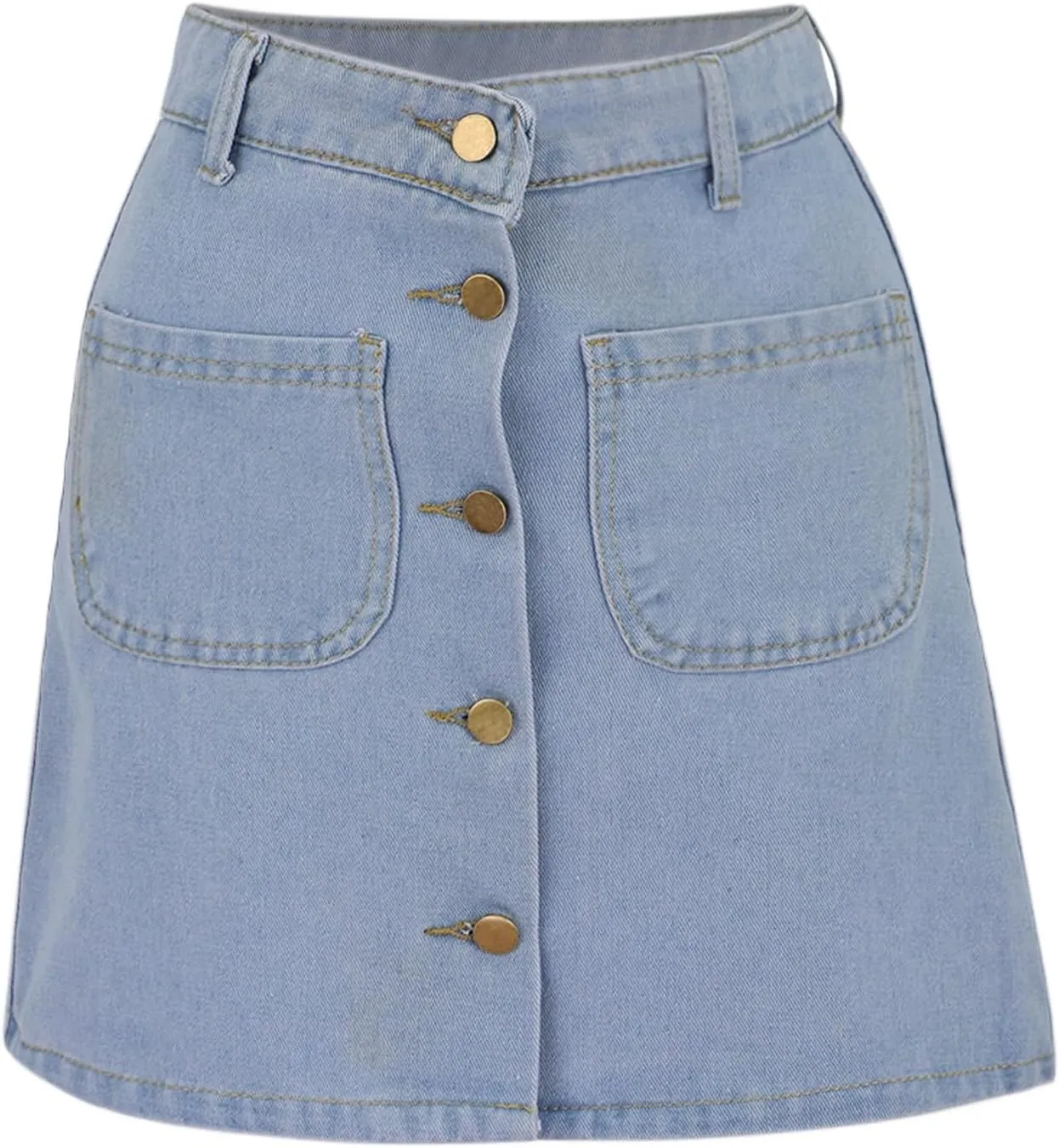Jean Skirts for Women Denim High Waisted Trendy Stretchy Button Front Short Pencil Skirt with Patch Summer Fashion