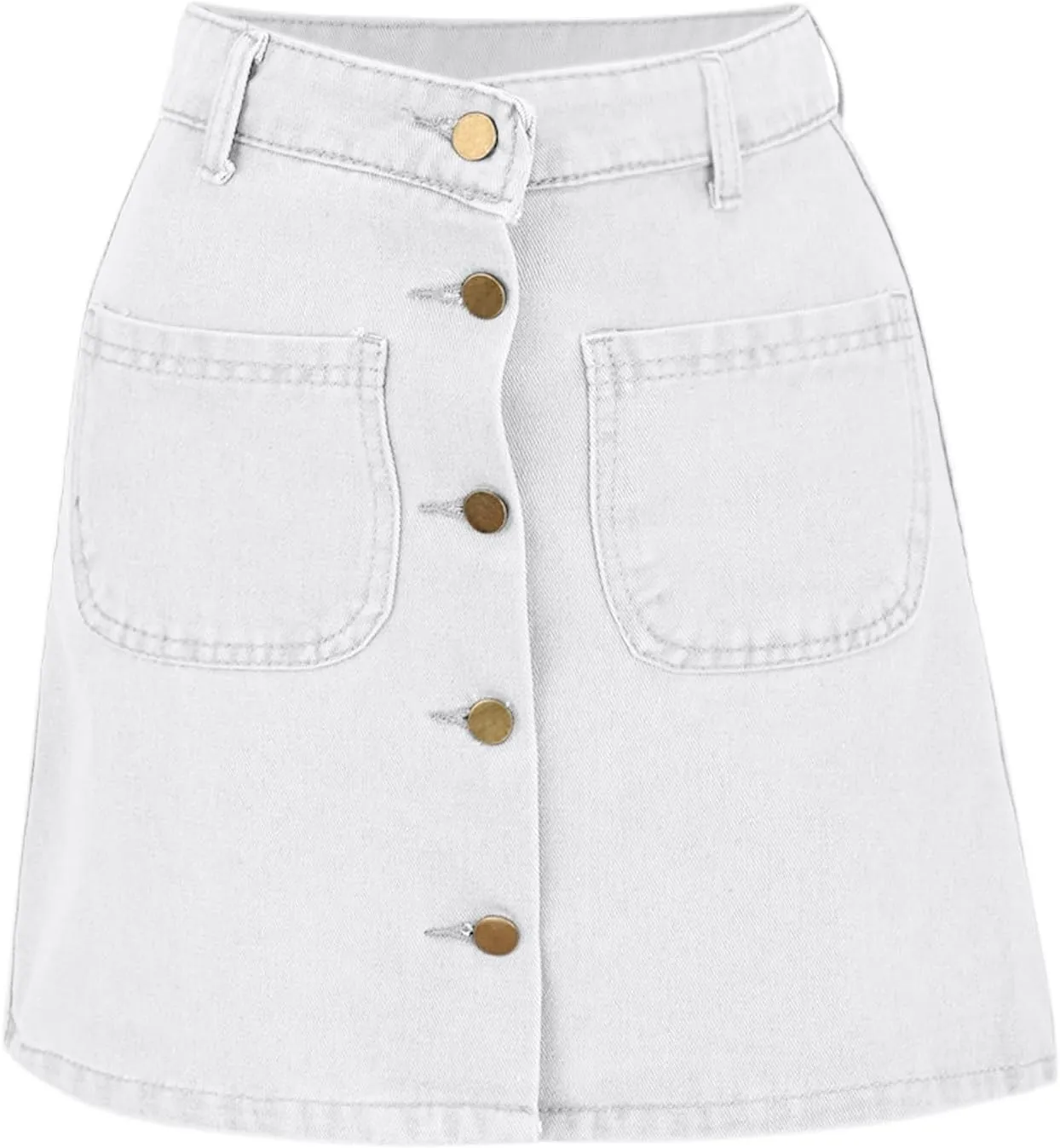 Jean Skirts for Women Denim High Waisted Trendy Stretchy Button Front Short Pencil Skirt with Patch Summer Fashion