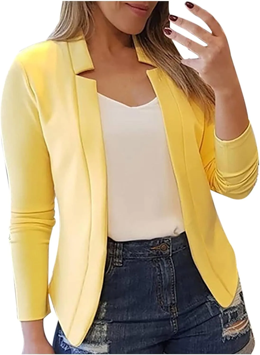 JEGULV Crop Blazer, Long Black Blazer for Women, Grey Blazer for Women, Oversized Blazer, Tweed Jacket, Grey Blazer for Women