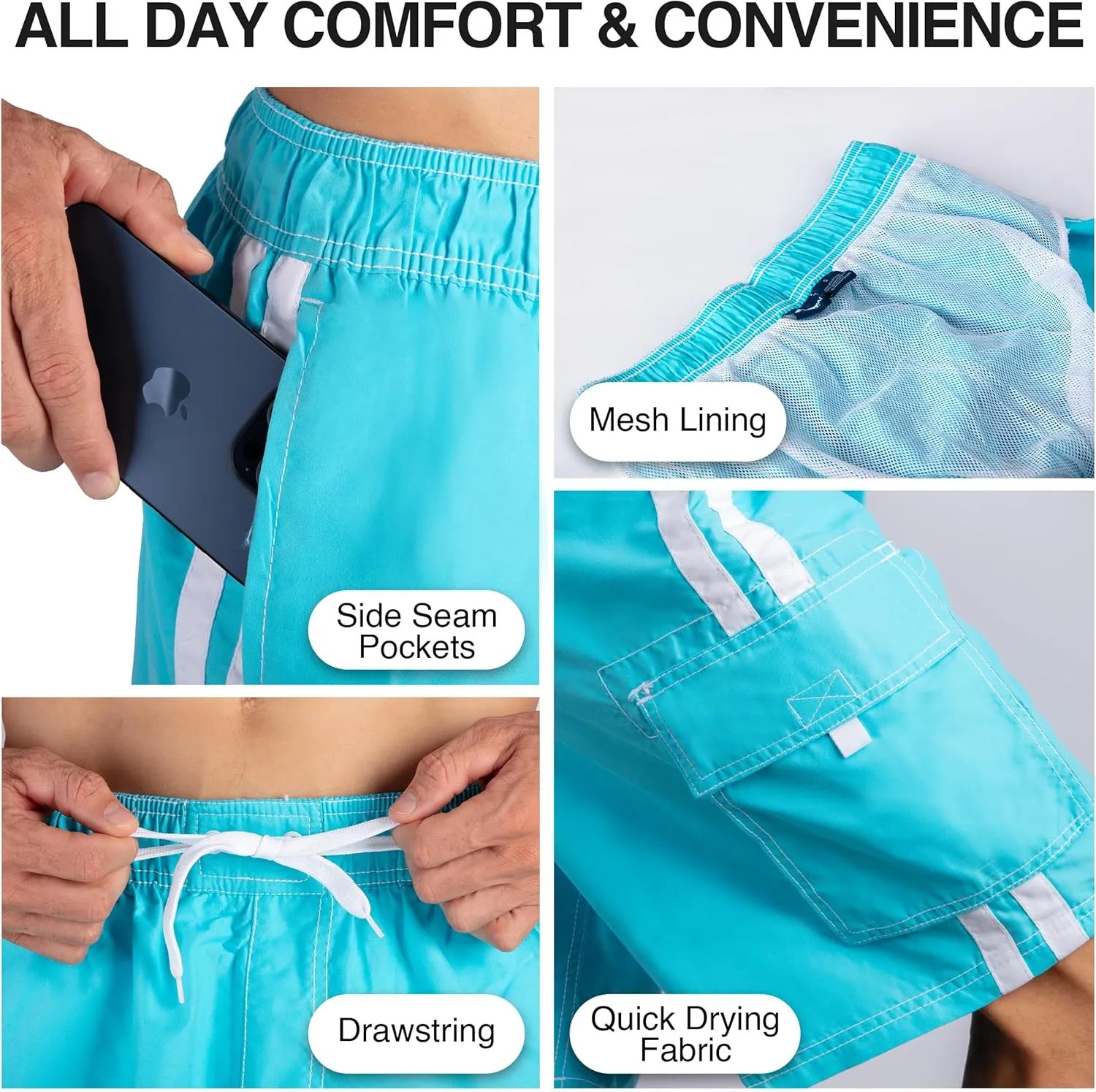 Kanu Surf Men's Barracuda Swim Trunks, 9" Inseam (Regular & Extended Sizes)