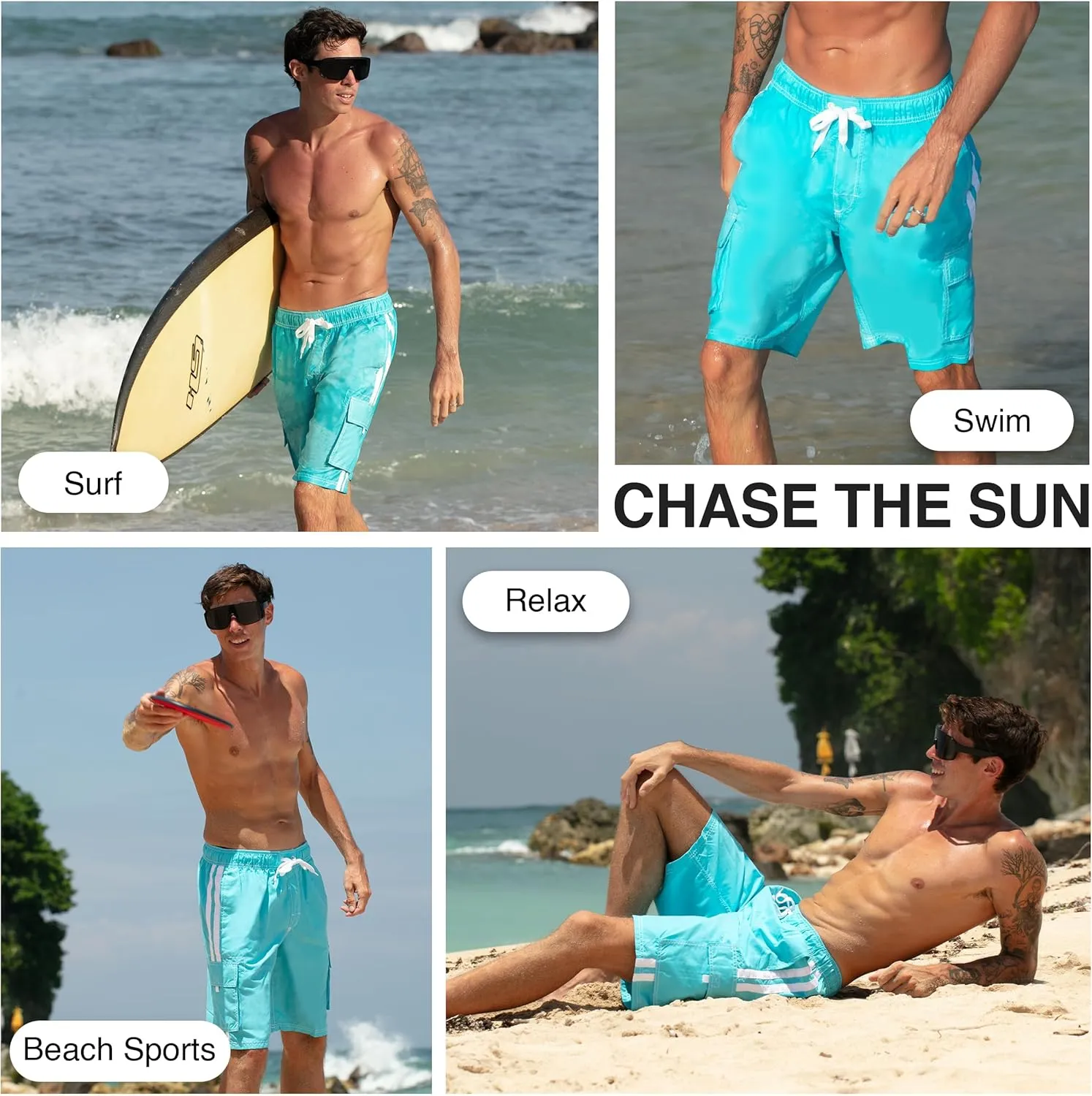 Kanu Surf Men's Barracuda Swim Trunks, 9" Inseam (Regular & Extended Sizes)
