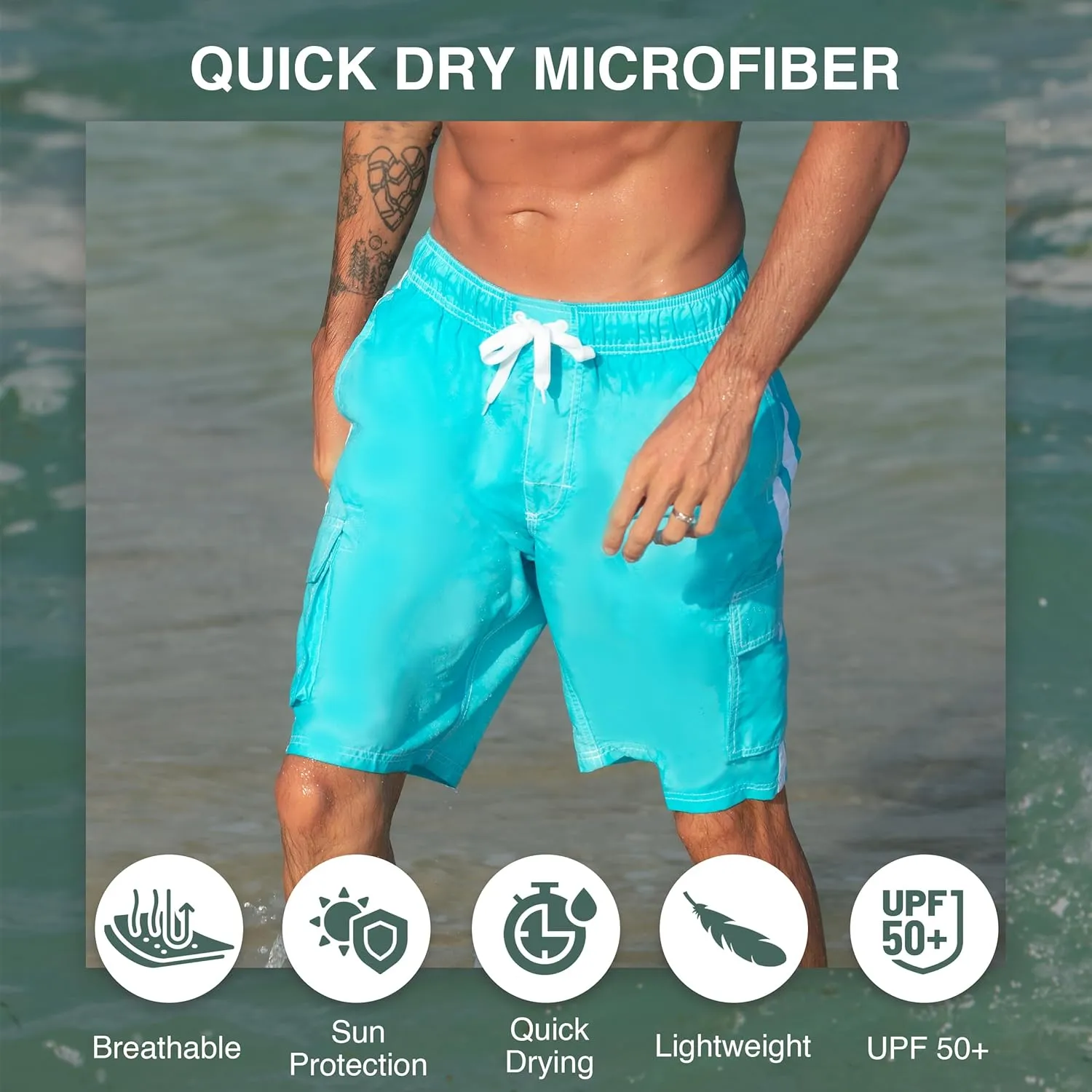 Kanu Surf Men's Barracuda Swim Trunks, 9" Inseam (Regular & Extended Sizes)