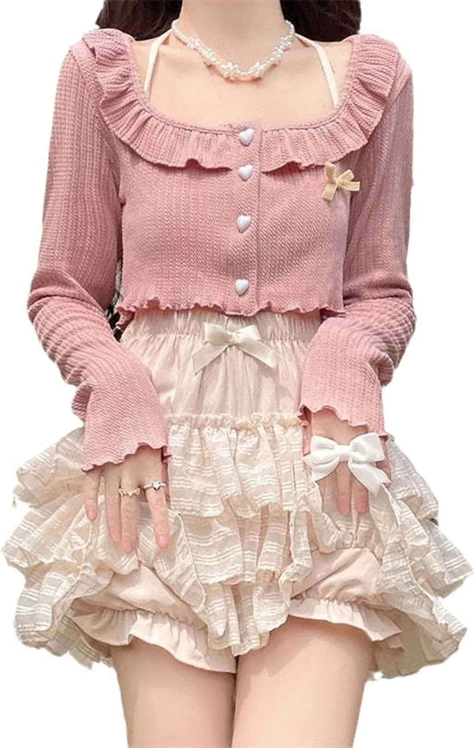 Kawaii Mini Skirt for Women Low Waist Lace Patchwork Ruffle Layered Tiered Skirts 2025 Summer Fashion Cute Skorts