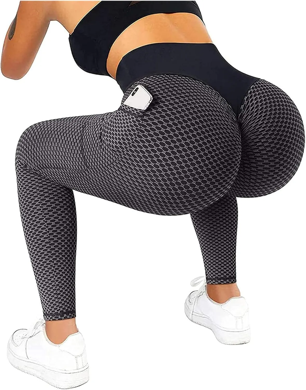 Ladmiple 2PCS Leggings for Women Butt Lift with Pockets Workout Scrunch Butt Gym Fitness Seamless Booty Tight Yoga Pants