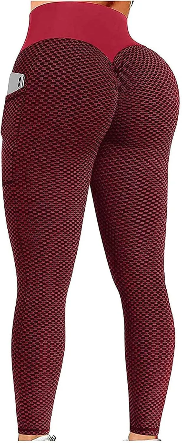 Ladmiple 2PCS Leggings for Women Butt Lift with Pockets Workout Scrunch Butt Gym Fitness Seamless Booty Tight Yoga Pants