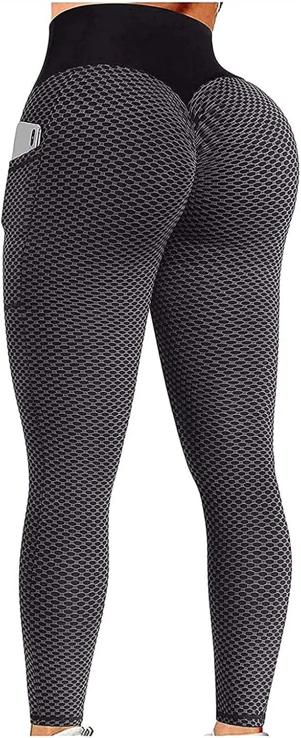 Ladmiple 2PCS Leggings for Women Butt Lift with Pockets Workout Scrunch Butt Gym Fitness Seamless Booty Tight Yoga Pants