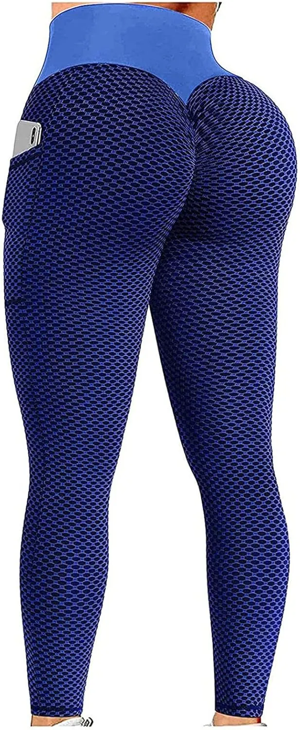 Ladmiple 2PCS Leggings for Women Butt Lift with Pockets Workout Seamless Scrunch Tights Tummy Control Gym Fitness Yoga Pants