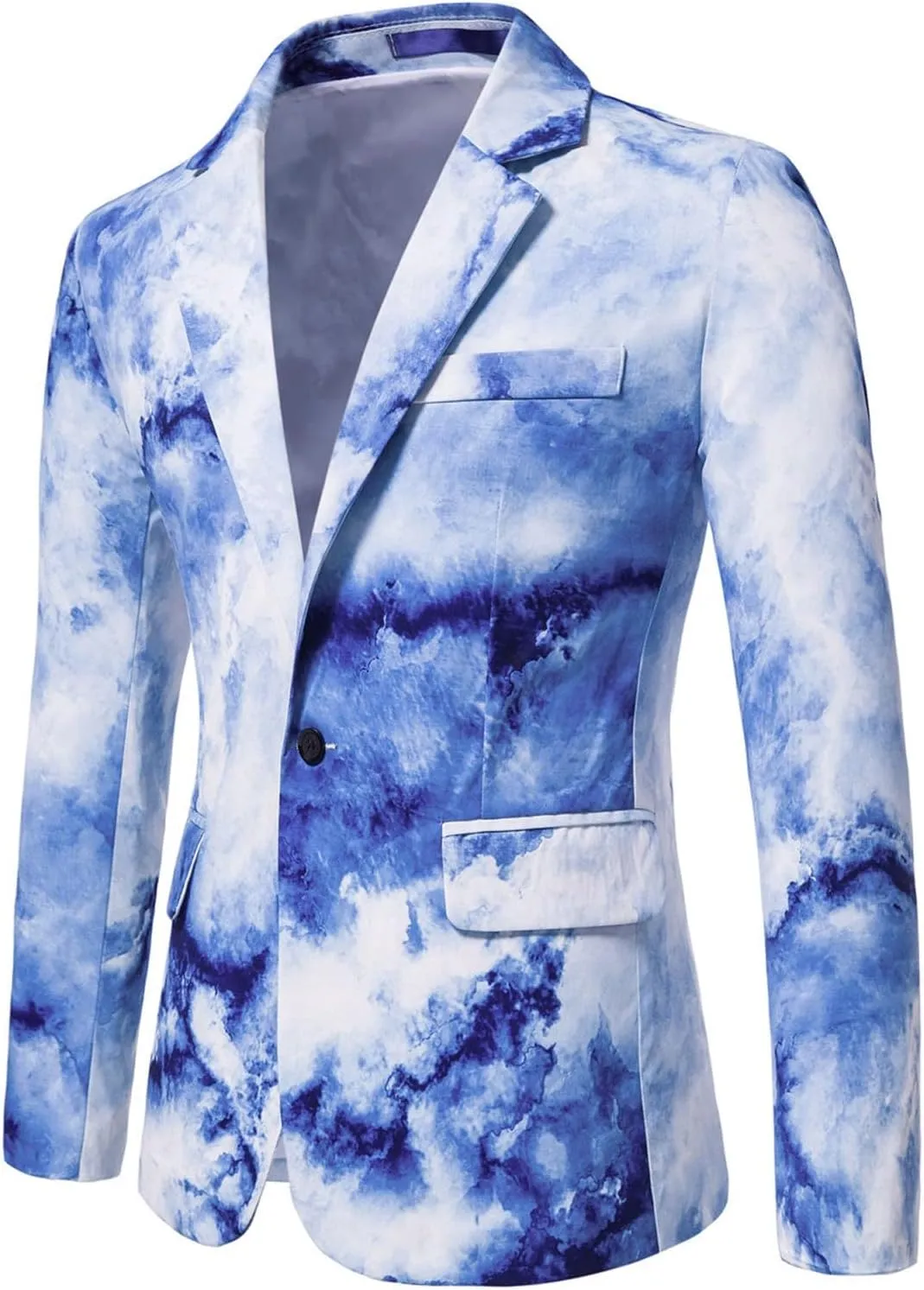 LCMTWX Mens Blazers Men's Fashion Coat Casual Pocket Button Suit Jacket Buckle Loved Printed Single-breasted Mens Suit