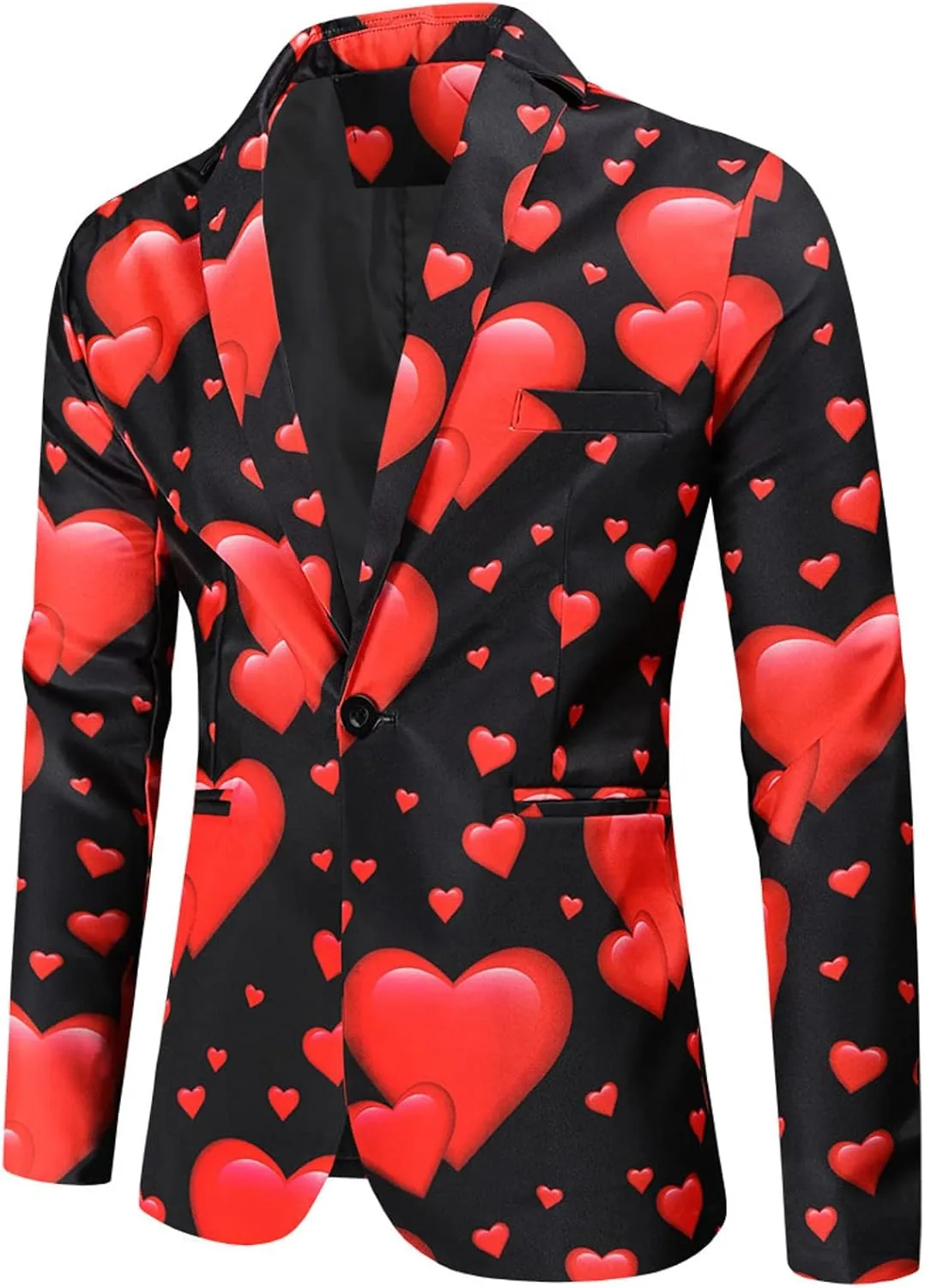 LCMTWX Mens Blazers Men's Fashion Coat Casual Pocket Button Suit Jacket Buckle Loved Printed Single-breasted Mens Suit