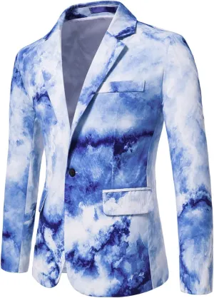 LCMTWX Mens Blazers Men's Fashion Coat Casual Pocket Button Suit Jacket Buckle Loved Printed Single-breasted Mens Suit