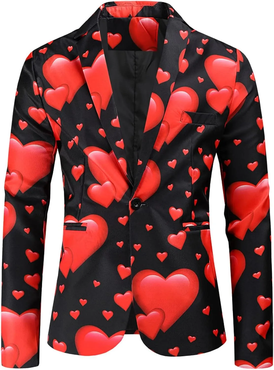 LCMTWX Mens Blazers Men's Fashion Coat Casual Pocket Button Suit Jacket Buckle Loved Printed Single-breasted Mens Suit