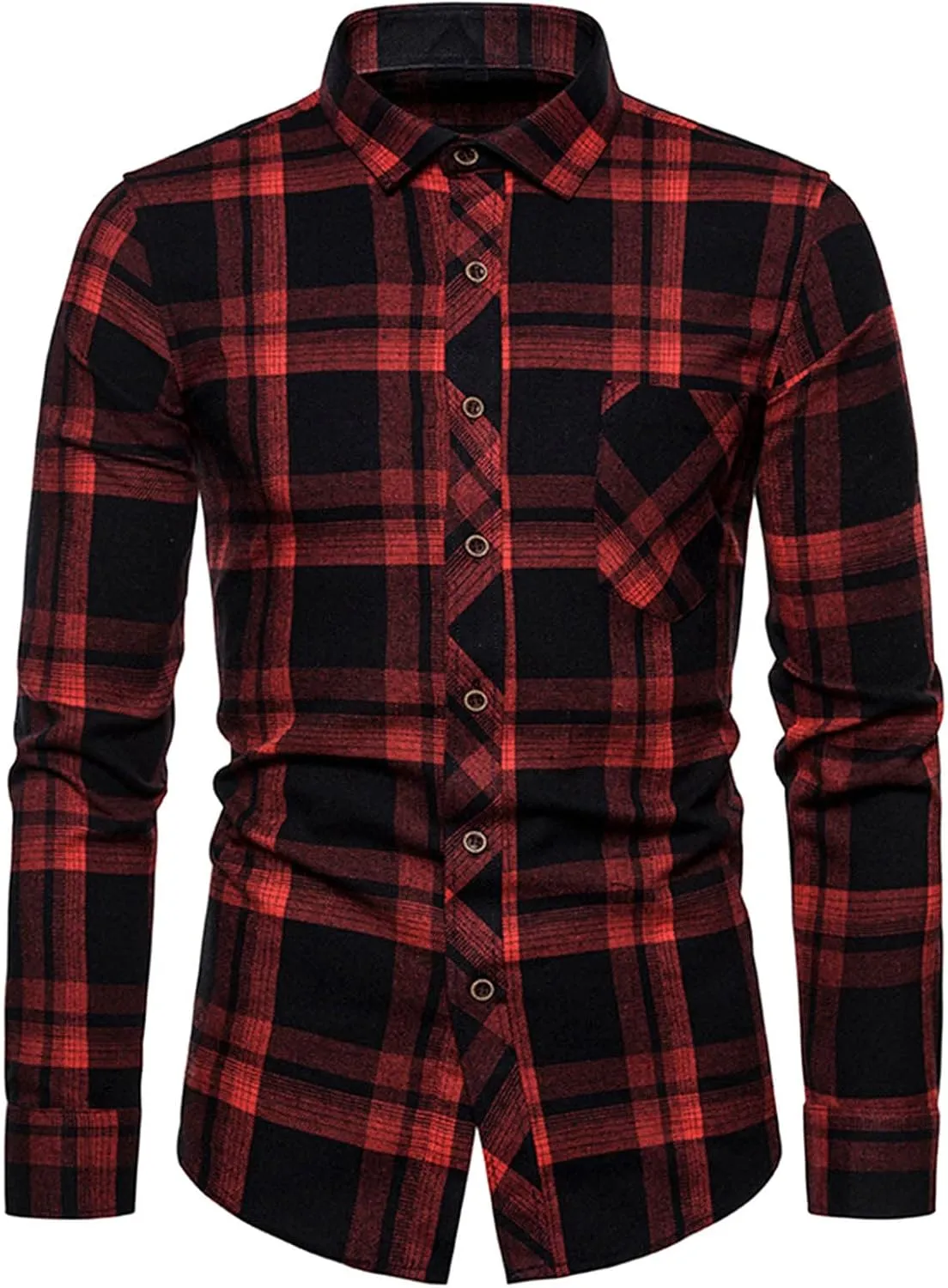 LCMTWX Men's Fleece Flannel Jackets Square Printing Lightweight Breathable Long Sleeve Lapel Formal Heavy Warm Fleece