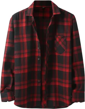 LCMTWX Men's Fleece Flannel Jackets Square Printing Lightweight Breathable Long Sleeve Lapel Formal Heavy Warm Fleece