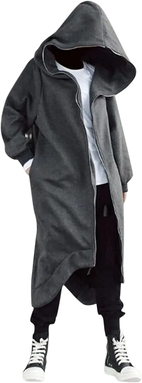 LCMTWX Men's Hooded Fleece Sweatshirt Loose Solid Hooded Sweater Top Pullover Fleece Zip Hoodie Sweatshirt Pullover & Full