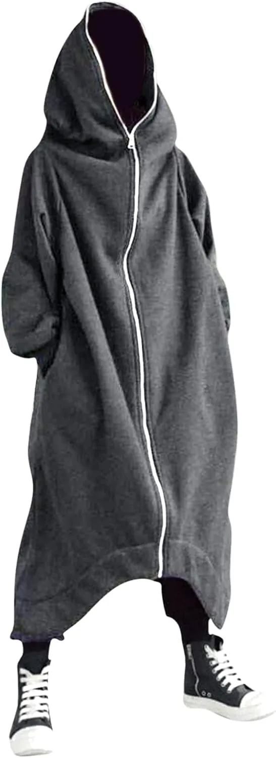 LCMTWX Men's Hooded Fleece Sweatshirt Loose Solid Hooded Sweater Top Pullover Fleece Zip Hoodie Sweatshirt Pullover & Full