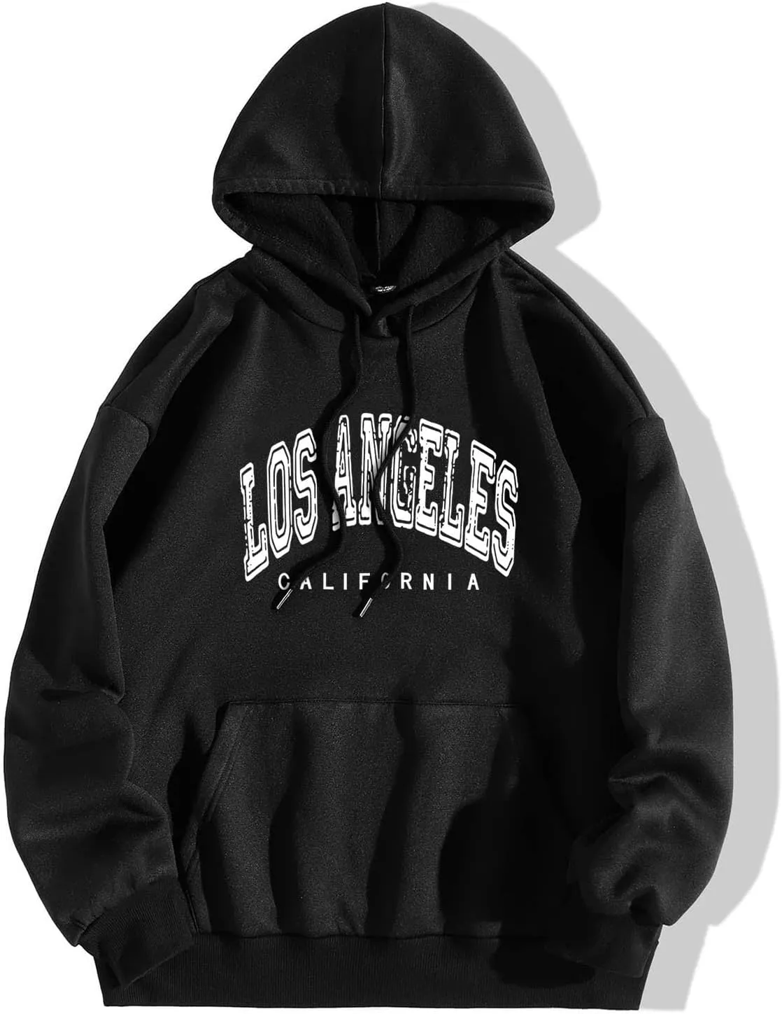 Letter Graphic Print Hoodie for Women Long Sleeve Casual Drawstring Sweatshirt Oversized Fall Pullover Top with Pocket