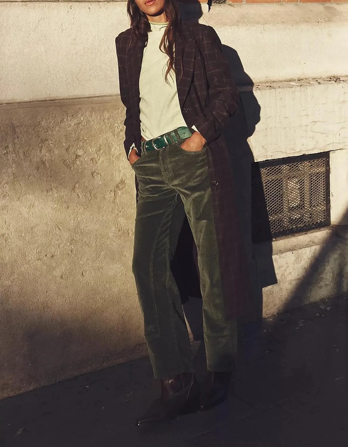 LifeShe Corduroy Pants for Women Casual Elastic Waisted Straight Leg Pant Loose Comfy Trousers with Pockets
