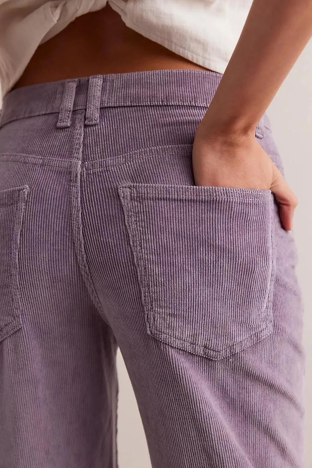 LifeShe Corduroy Pants for Women Casual Elastic Waisted Straight Leg Pant Loose Comfy Trousers with Pockets