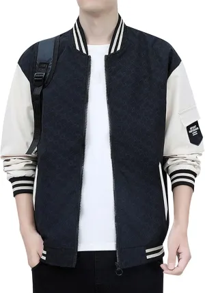 Lightweight Jacket for Men Casual Zip Up Textured Baseball Jackets HIking Cycling Jogg Bomber Jackets Coat Plus Size