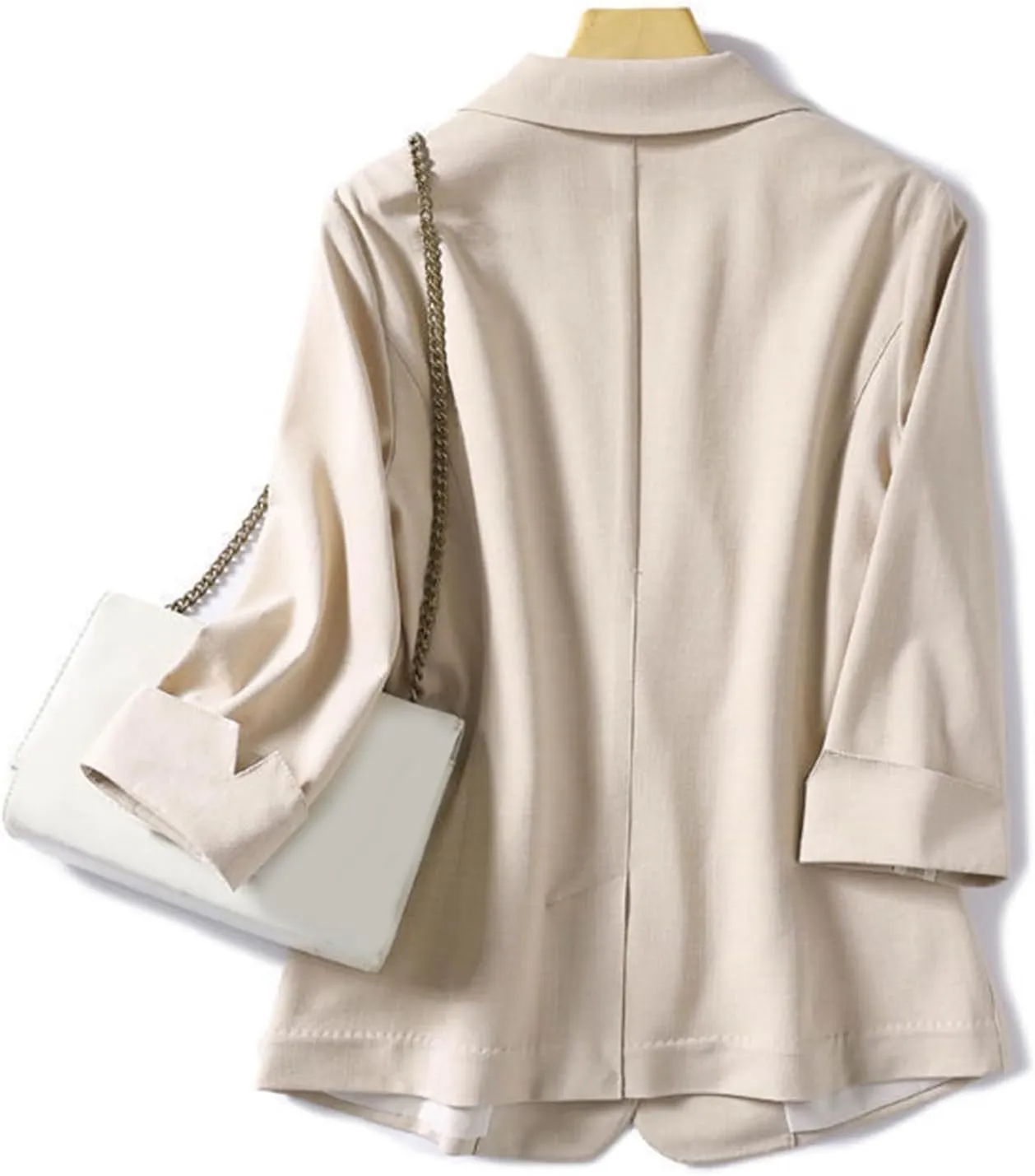 Linen Blazers for Women Business Casual Dressy Lapel Suit Blazer 3/4 Sleeve Lightweight Spring Summer Blazer Jackets