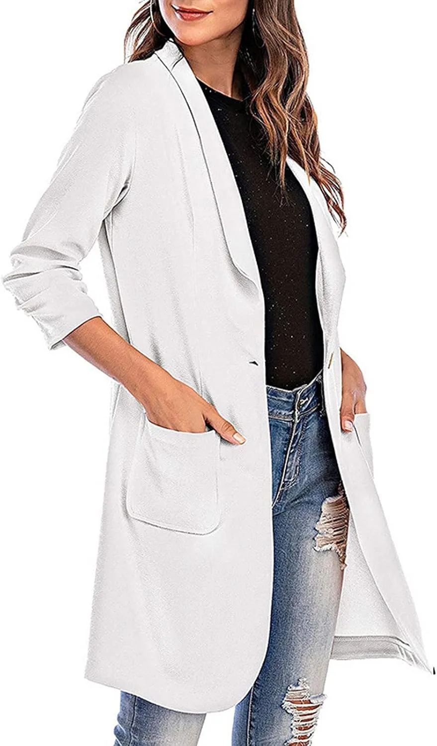 Long Overcoat Cardigan Lapel Womens Coat Slim Jacket Long Trench With Pocket Women's Long Winter Coats Women