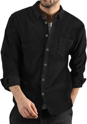 Long Sleeve Shirts for Men Solid Button Down Jackets Classic Slim Fit Cardigan Lightweight Golf Shirt for Daily