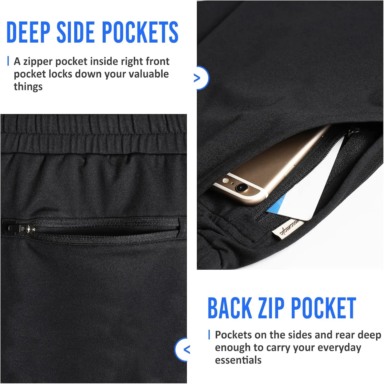 maamgic Mens Workout Shorts 5" Short Shorts Soft Stretch Running Gym Athletic Shorts with Zip Pockets